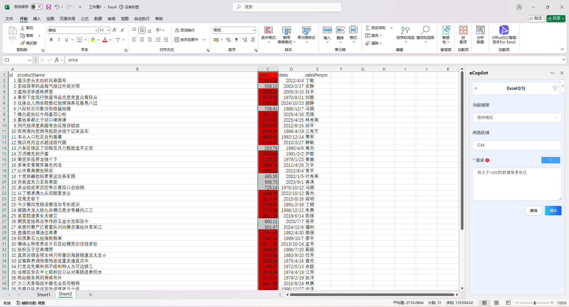 条件格式化示例