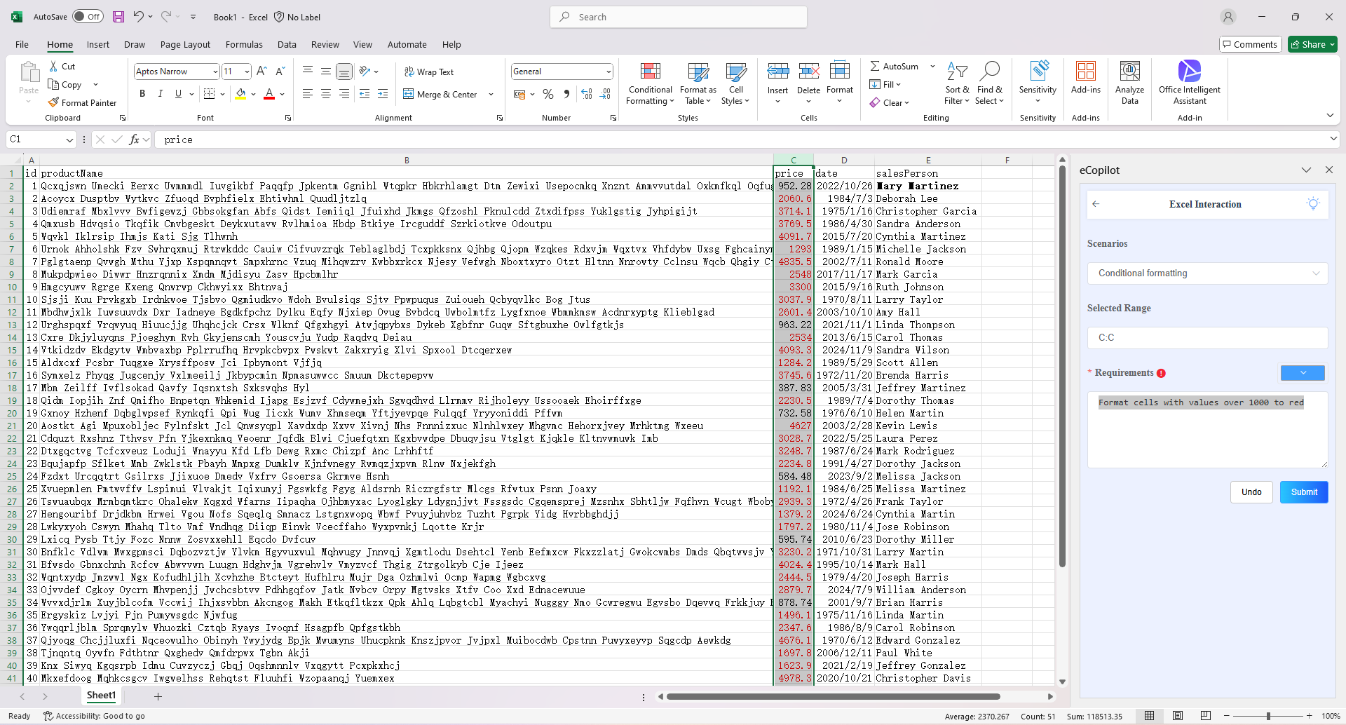 Conditional Formatting Example
