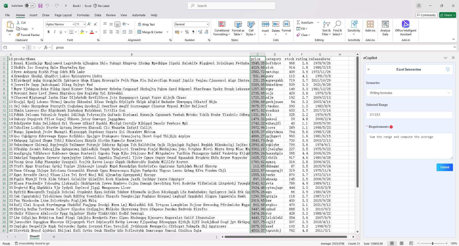Formula Generation Example