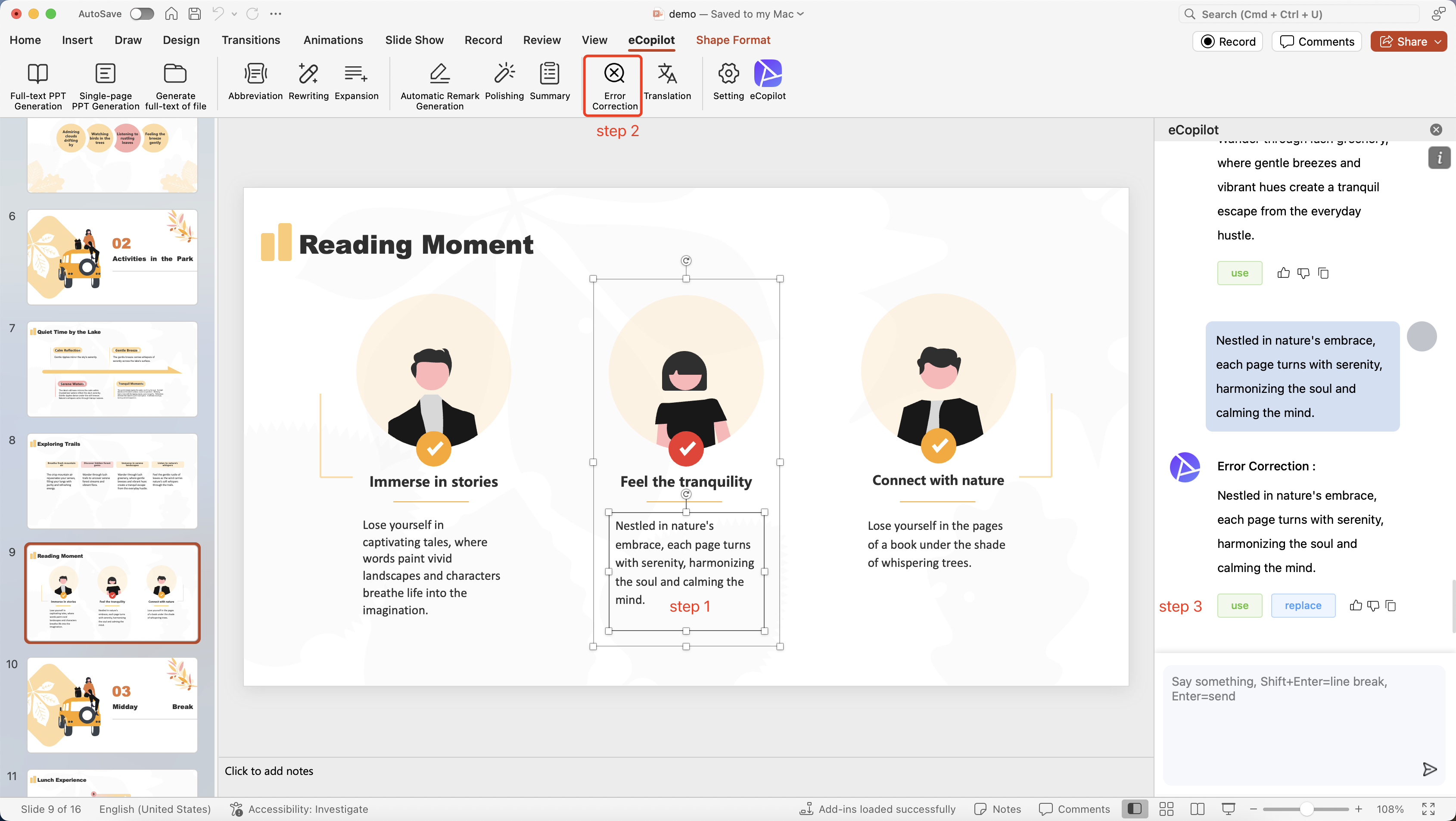 Error Correction Interface