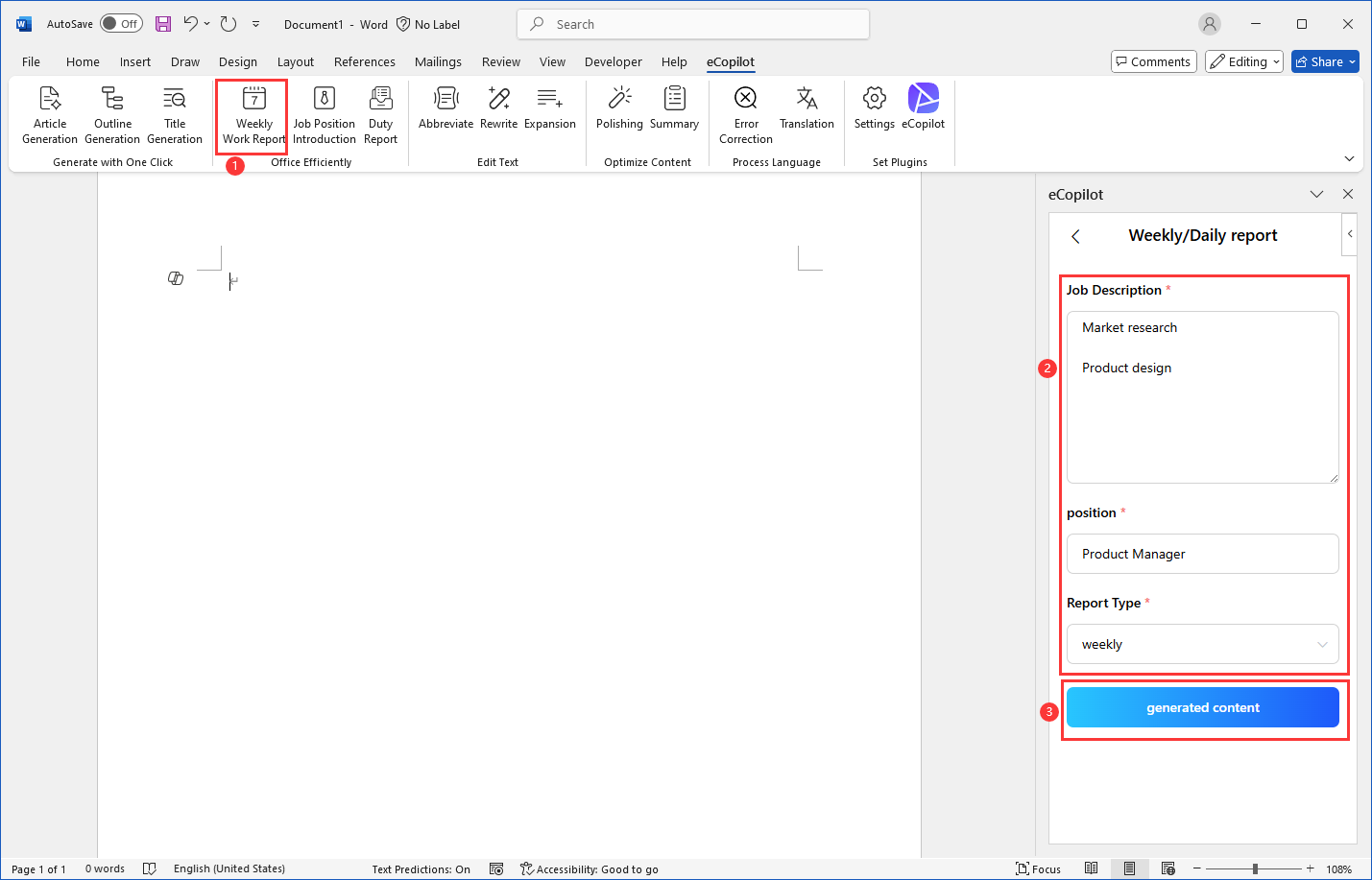 Weekly Report Interface