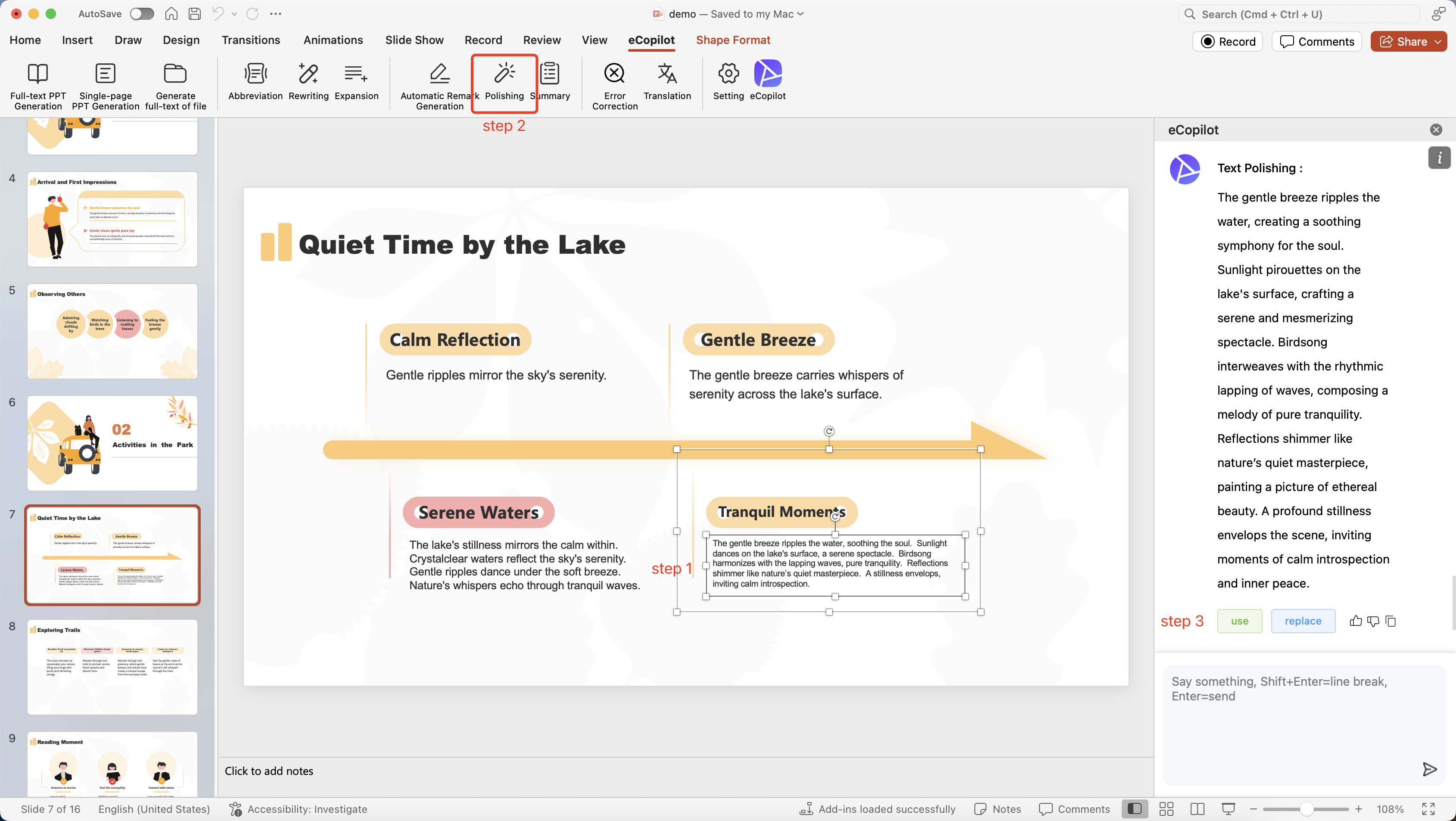Text Polishing Interface